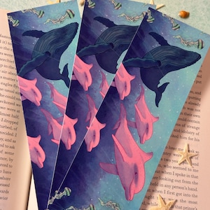 Ocean Creatures Glossy Bookmark -  Ocean Lover - Book Lover- Colorful, Whimsical Bookmark - Whales, Dolphins, Jellyfish