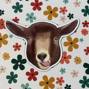 Silly Goat Magnet - Original Art - flexible vinyl magnet - Nigerian Dwarf Goat - Homesteader Magnet - Farm Animal - Goat Sticking Out Tongue