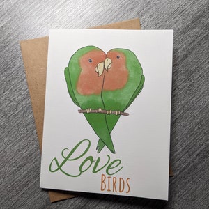 Love Birds Blank Greeting Card with Craft Envelope - A2 size 4.25 x 5.5 inches, Bird lovers, colorful birds, anniversary card