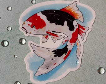 Colorful Koi Matte Sticker - Water Resistant Vinyl sticker - Whimsical sticker - Koi Lover - Goldfish - Fish sticker - stocking stuffer