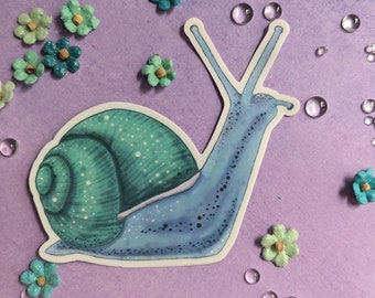 Whimsical Snail Matte Sticker - Water Resistant Vinyl sticker - Cottagecore sticker - Whimsical sticker - Snail Lover - Pastel Fantasy Snail