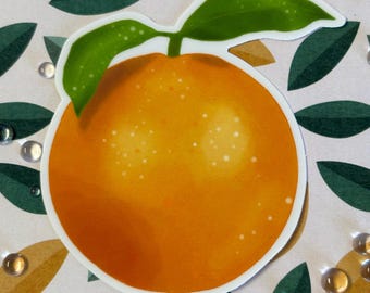 Pegatina mate de naranja de huerto - Pegatina de vinilo resistente al agua - Pegatina de fruta cítrica - Amante de la naranja - Regalo para ella - Colección de frutas de huerto