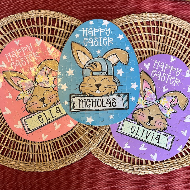 🐰Personalized Easter Egg Shaped Puzzle, gift for kids, Easter puzzle, custom puzzle, Easter basket filler, Easter Basket stuffer, Cute gift