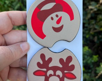 Sugar Cookie Set of 2 Neoprene Car Coaster, Christmas Car Coaster For Cup Holder, Cute Car Accessories, unique gift idea,Nostalgic Christams