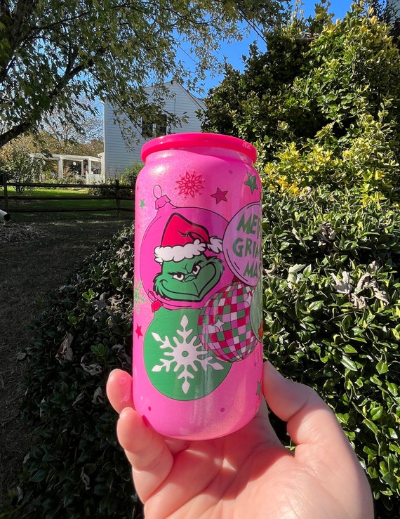 16 oz The Grinch Frosted Iced Coffee Cup for The Holidays - Tumbler with Lid and Straw from Gifts Are Blue