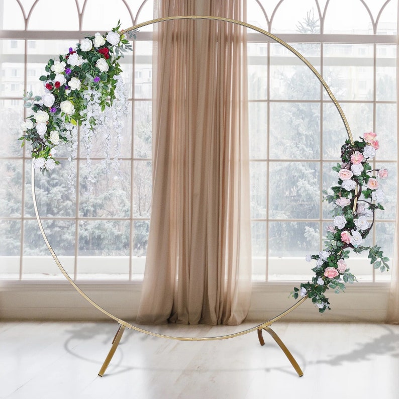 7.5 Ft Round Backdrop Stand Circle Gold Arch Metal Iron - Etsy