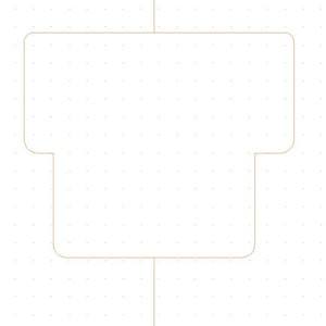 以下が含まれることがあります： 白いドットグリッドのノートページで、茶色の丸みを帯びた角を持つ長方形の枠があります。枠は垂直線で2つのセクションに分けられています。