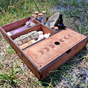 Celestial Moon Phases Tarot Box Portable Altar Witchcraft