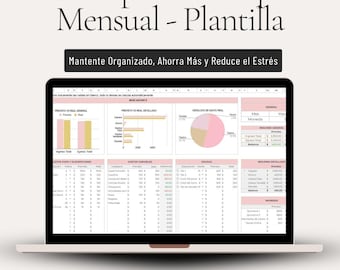 Plantilla de Google Sheets para planificar el presupuesto mensual y registrar los gastos (descarga digital)