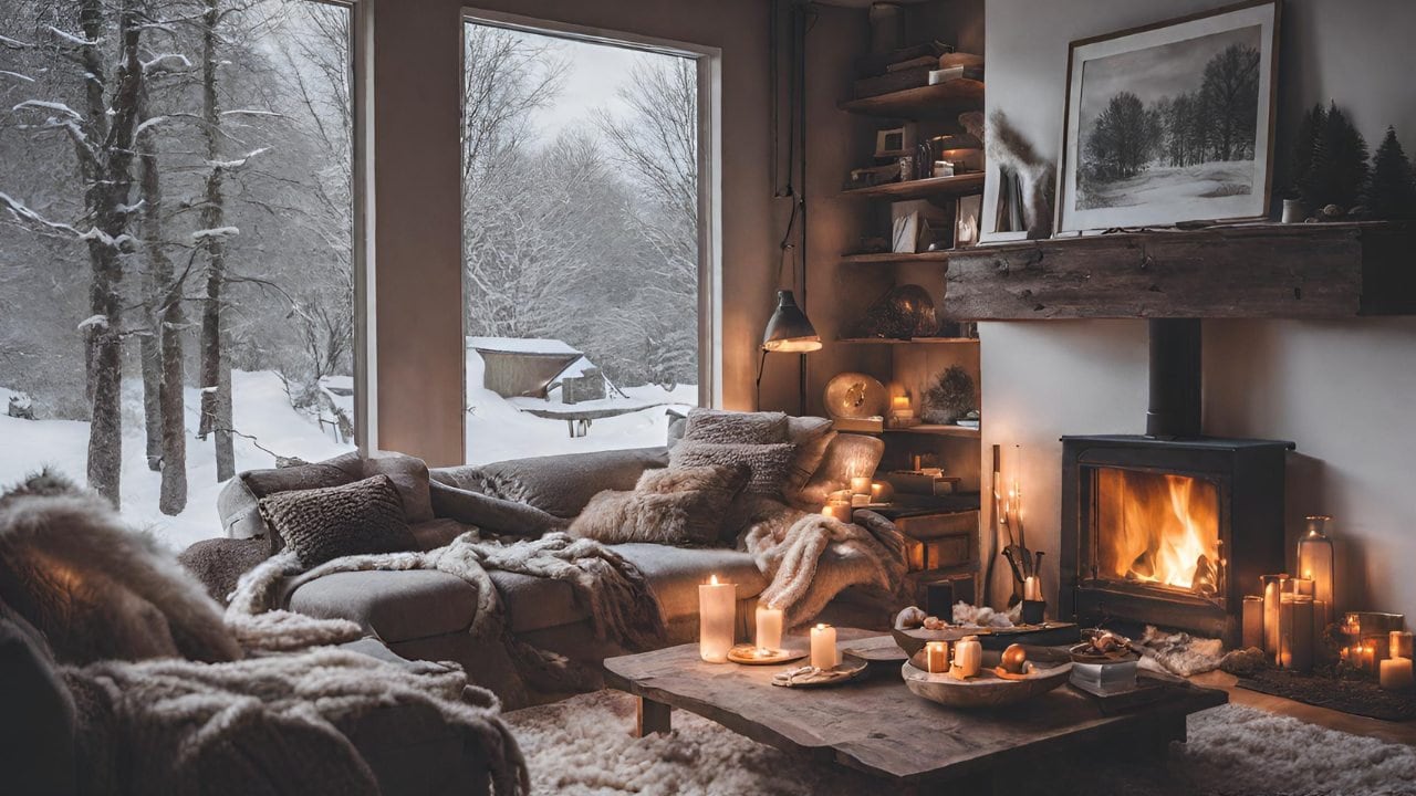 Holiday Zoom Background: Cozy Christmas Cabin, Zoom Background, Virtual