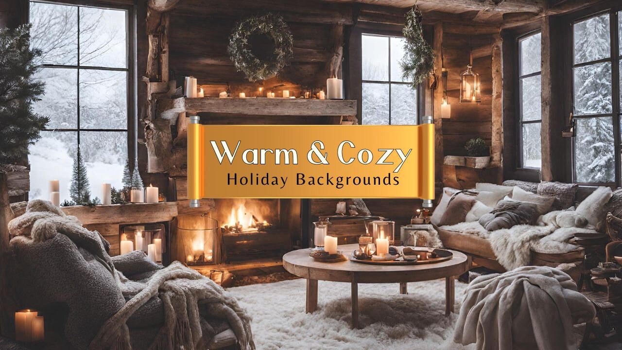 Holiday Zoom Background: Cozy Christmas Cabin, Zoom Background, Virtual