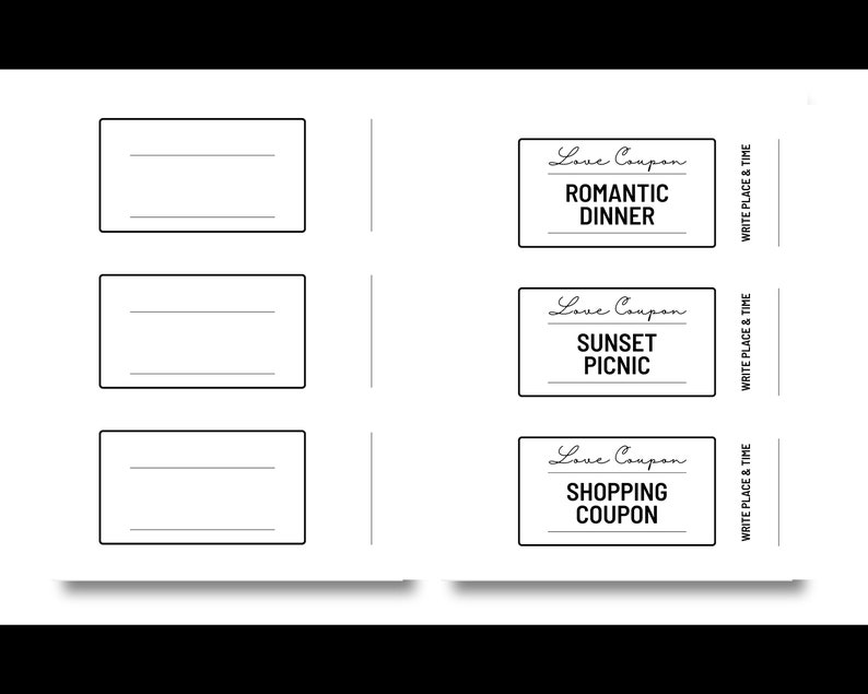 Printable Blank Coupon Template Bundle, DIY Birthday Coupons Custom ...