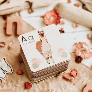Hand Illustrated Wooden Alphabet Flash Cards - ABC Learning Toy | Eco-friendly & Educational