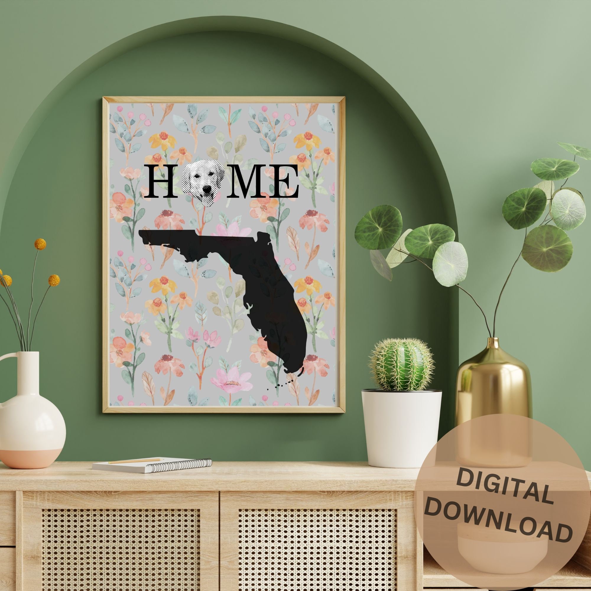 Custom Floral Pet Wall Art Personalized Dog Gift Custom Pet Etsy