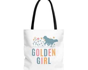 Golden girl tote bag, golden retriever, custom dog tote bag, rescue dog, custom pet, small dog, golden gift, stay golden, dog training