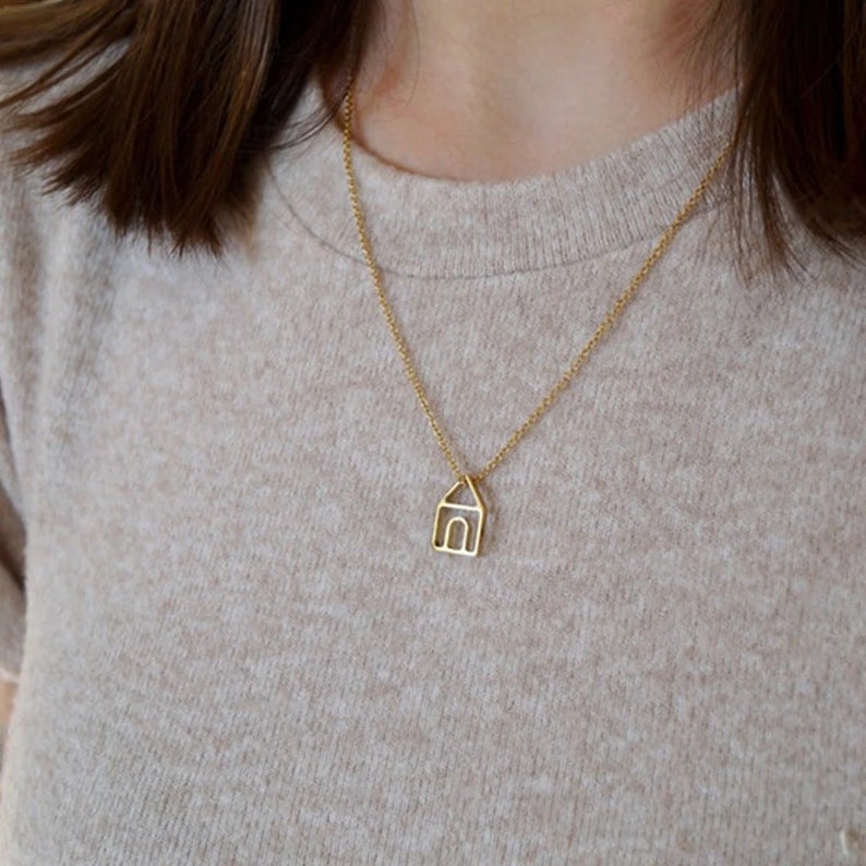 HS House Necklace, House Pendant Necklace, HS Necklace, Silver HS Necklace, Gold House Necklace, Silver House Necklace, Gold Hs Necklace