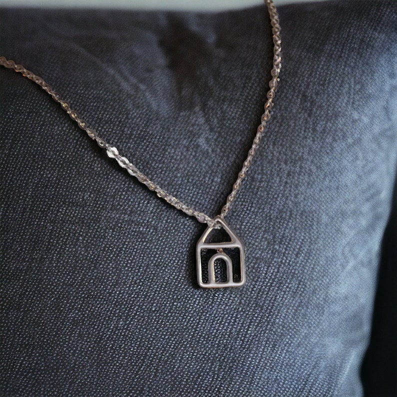 HS House Necklace, House Pendant Necklace, HS Necklace, Silver HS Necklace, Gold House Necklace, Silver House Necklace, Gold Hs Necklace