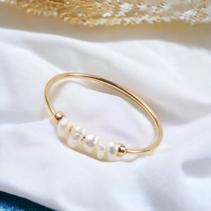 Freshwater Pearl Fidget Ring, Gold Fidget Ring, Fidget Pearl Ring, Pearl ring, Gold Pearl Ring, Fidget Ring, Anxiety Ring, Anti Stress Ring