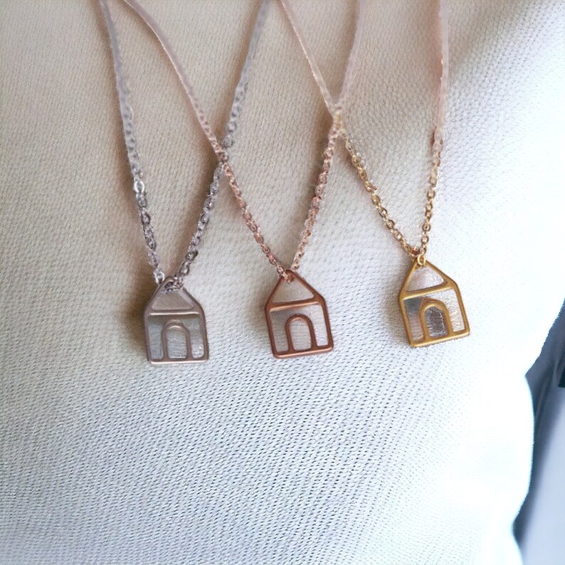 HS House Necklace, House Pendant Necklace, HS Necklace, Silver HS Necklace, Gold House Necklace, Silver House Necklace, Gold Hs Necklace