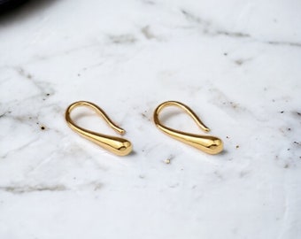 Gold Waterdrop Earrings, Drop Dangle Earrings, Drop Stud Earrings, Gold Raindrop Earrings, Rain Drop Earrings