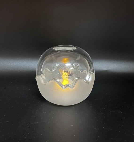 HOLME GAARD 1825 ガラスキャニスター Vtg Holmegaard 1825 Glass Ball Trinket Dish Denmark Clear Frosted