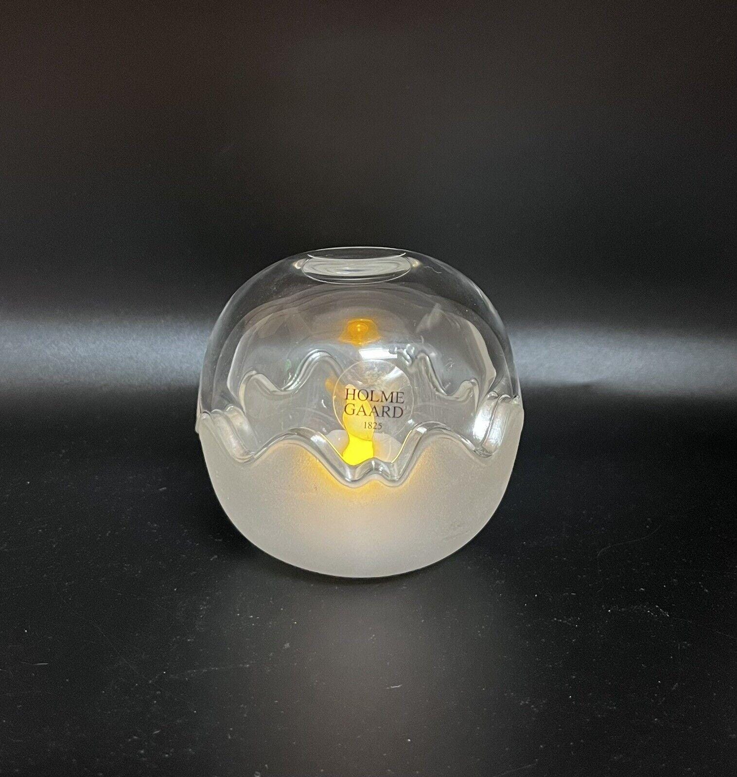 HOLME GAARD 1825 ガラスキャニスター Vtg Holmegaard 1825 Glass Ball Trinket Dish Denmark Clear Frosted