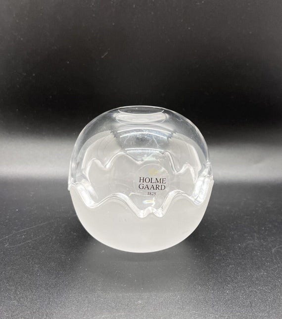 Vtg Holmegaard 1825 Glass Ball Trinket Dish Denmark Clear Frosted