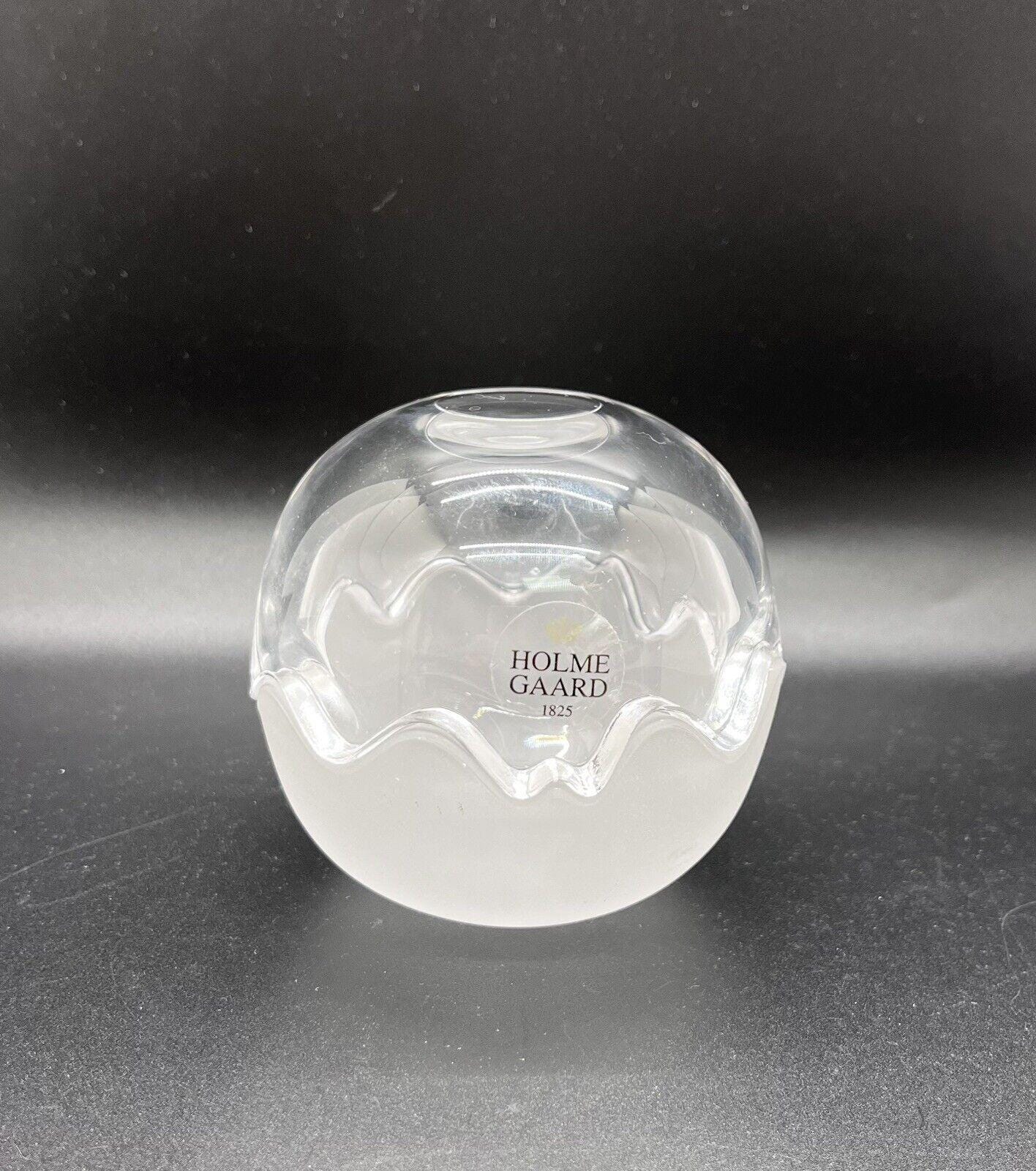 HOLME GAARD 1825 ガラスキャニスター Vtg Holmegaard 1825 Glass Ball Trinket Dish Denmark Clear Frosted