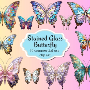 30 Glasmalerei Schmetterling mystisch Fantasy transparenten Hintergrund Clip Art png 4096x4096 300dpi Kommerzielle Nutzung Grafiken Instant Download