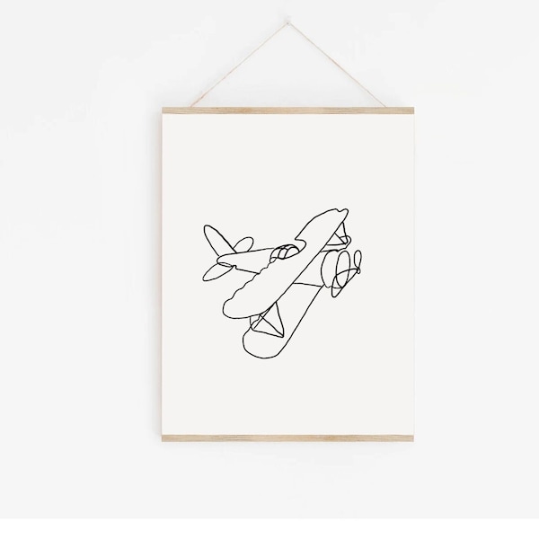 Airplane Nursery Print| Boys Room Decor| Minimalist Line Art| Kids Room Art| Modern Nursery Decor| Black and White Nursery Art| PRINTABLE