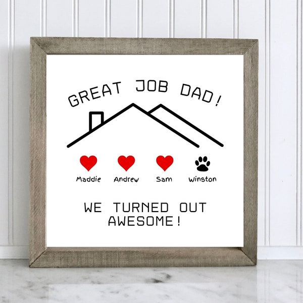 Great Job Dad, We Turned Out Awesome Sign, Father's Day Gift, Printable Sign, Personalize with Kids Names, Editable Template