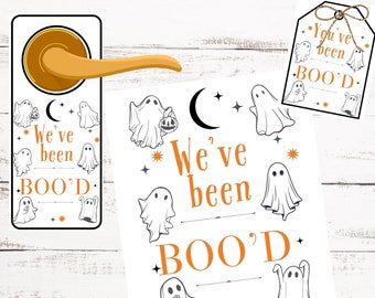 You've Been Boo'd Printable Halloween Kit, You've Been Booed Door Hanger, Instructions, Gift Tags, Pennant Flag, Instant Download, Printable