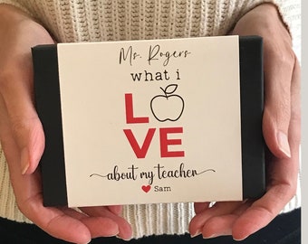 What I love about my Teacher Box Set, Personalized Gift for Teacher, Fill in the Blank Notecards, Meaningful Gift from Child or Class