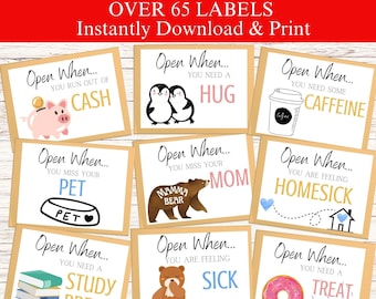 Open When Envelopes for College Students, Open When Letters College, College Care Package, Open When Cards, Open When College, Printable