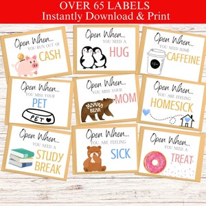 Open When-enveloppen voor studenten, Open When Letters College, College Care Package, Open When-kaarten, Open When College, Afdrukbaar