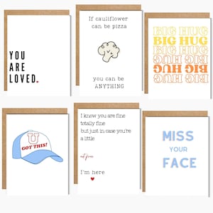College Care Package Cards - Set of 6 Uplifting Cards, Folded Cards and Envelopes, Cards to send Daughter Son at College