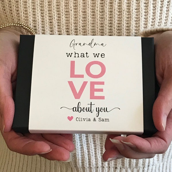 What I Love About You Box Set, Personalized Gift for Grandma, Nana, Mom, Mother's Day Gift, Fill in the Blank Notecards, Meaningful gift