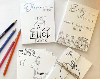 ABC Coloring Book Baby Shower, Baby Shower Guest Book Alternative, Baby Shower Activities Not Games, Baby's First ABC Book, Personalized