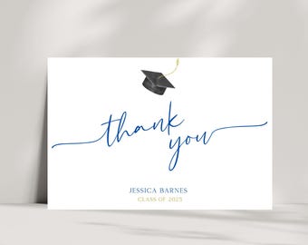 Graduate Thank You Cards, Set of Personalized Folded Graduation Thank You Cards with Envelopes, Printed in School Colors