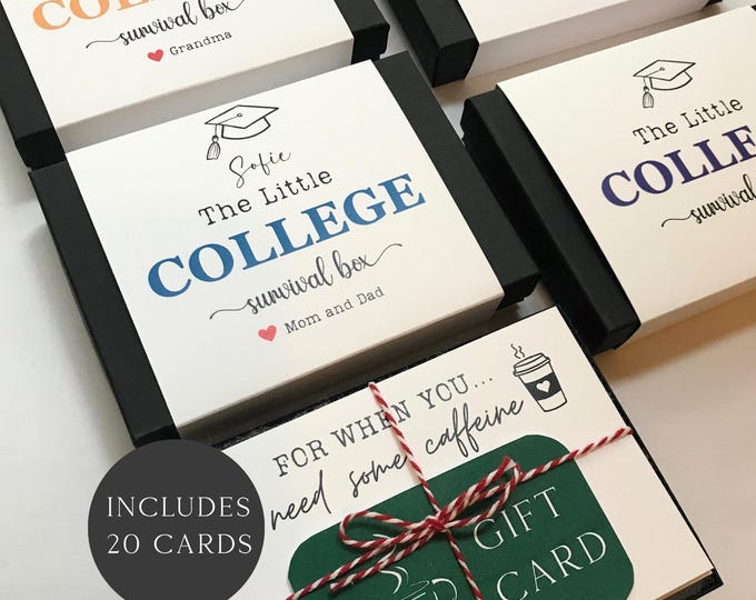 College Gift Card Box – Personalized Little College Survival Box, Money & Gift Card Holder, High School Graduation, College Student Gift