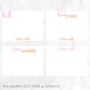Women's Personalized Stationery - Variety Set of 20 notecards & envelopes, Custom Stationery Set, Women's Teens Girls Flat Notecards, Hello