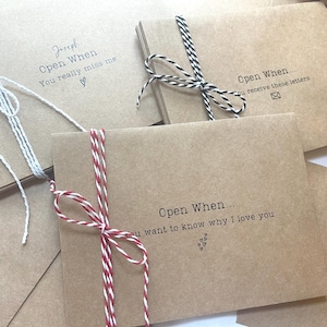 Personalized Long Distance Relationship Envelopes and Notecards, Open When Envelopes for Boyfriend Husband Girlfriend Wife, Deployment Gift