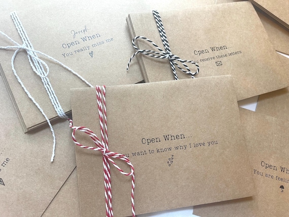 Personalized Long Distance Relationship Envelopes and Notecards, Open When Envelopes for Boyfriend Husband Girlfriend Wife, Deployment Gift