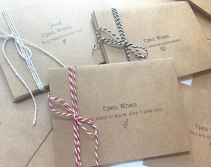 Personalized Long Distance Relationship Envelopes and Notecards, Open When Envelopes for Boyfriend Husband Girlfriend Wife, Deployment Gift