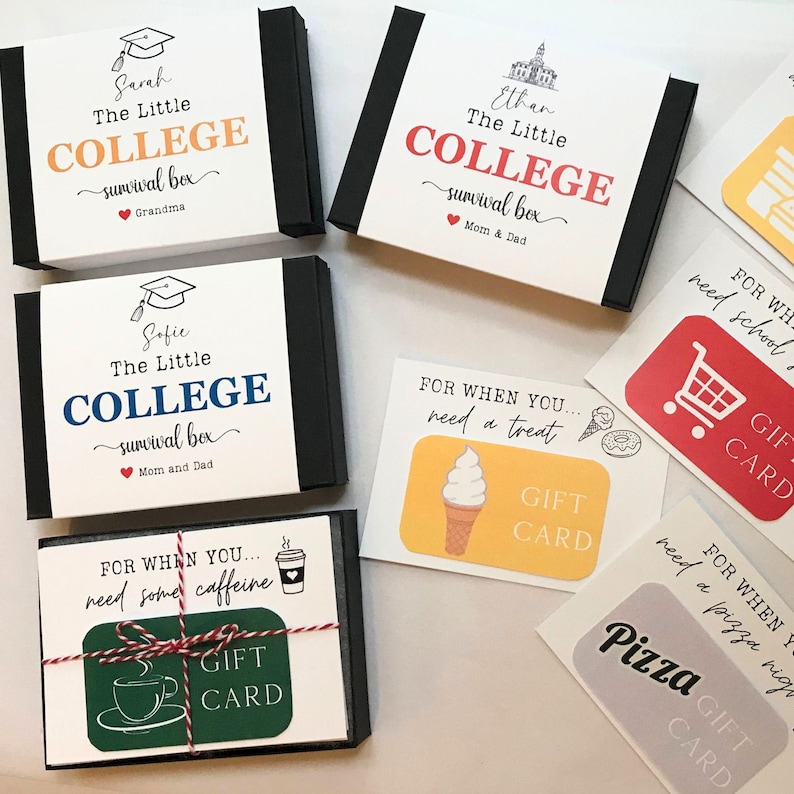 College Gift Card Box – Personalized Little College Survival Box, Money & Gift Card Holder, High School Graduation, College Student Gift image 3