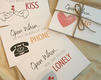 Long Distance Relationship Envelopes, Open when envelopes for boyfriend husband girlfriend wife or friend