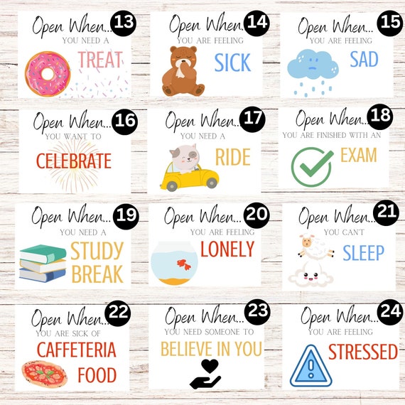 Open When Envelopes for College Students, Open When Letters College, College Care Package, Open When Cards, Open When College