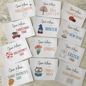 Holiday Open When Envelopes for College Students, Open When Letters College, College Care Package, Open When Cards, Open When College