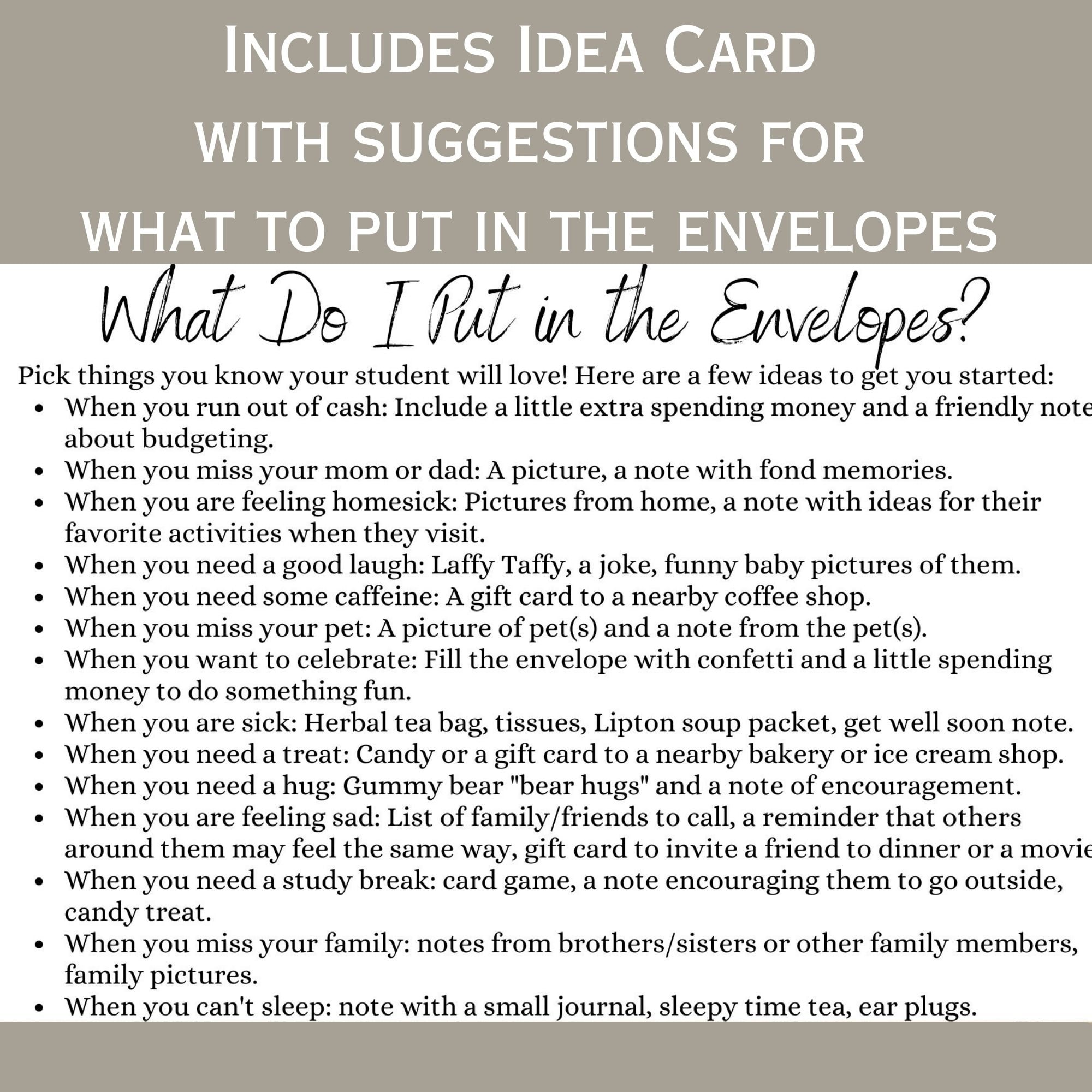 Open When Envelopes for College Students, Open When Letters College, College Care Package, Open When Cards, Open When College