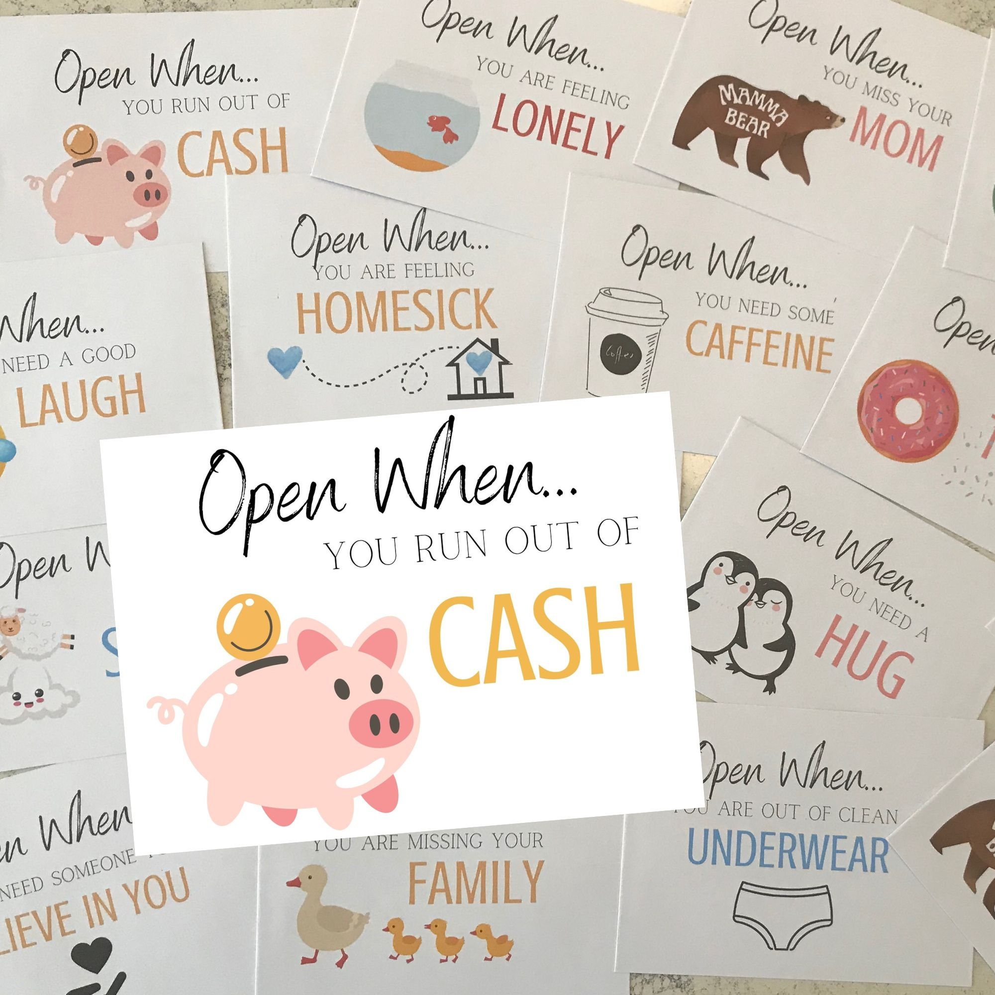 Open When Envelopes for College Students, Open When Letters College, College Care Package, Open When Cards, Open When College